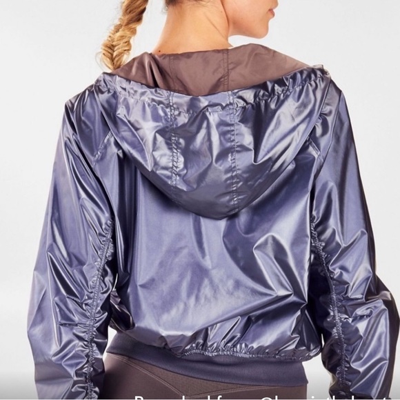 Fabletics Purple Metallic Reversible Hooded Jacket M - Picture 4 of 4